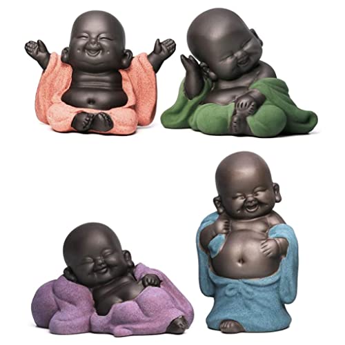 4 lächelnde Buddhas lachende Buddha Statue entzückende Figur 4 hübsche kleine Buddhas süßeste Baby Buddhas tolle Details als Geschenk geeignet macht Sie glücklich Buddha Ornamente für das Haus Or von Wedhapy