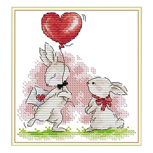 Cross Stitch Kits Stickerei Kit gestempelt Cross Stitch Kits DIY Bunny Themeed Stickset mit stumpfem Nadel niedliche Cartoon -Baumwoll -Kreuzstich -Kits für Erwachsene mit Anweisungen, Style11 von Wedhapy