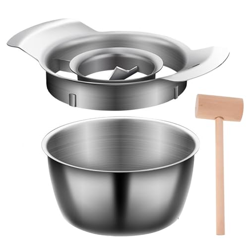 Granatapfelschale Edelstahl Granatapfel Deseeder mit 4,8 x 2,4 Zoll Schüssel und Holzhammer Granatapfel-Sämader-Granatapfel-Arils-Entfernungstool Nicht-Rutsch-Granatapfel-Samenentferner für die Heimk von Wedhapy