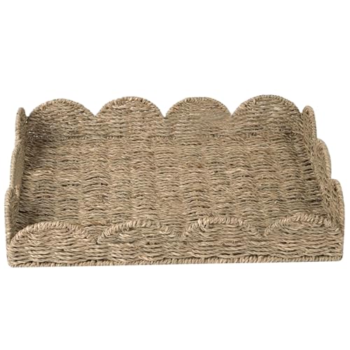 Rattan Tablett 19,7 x 14,6 x 3,9 Zoll geflochtener Korb grasgeflochtenes Serviertablett mit Wellenkante und integriertem Griff rustikales dekoratives Kaffeetablett rechteckiges Aufbewahrungstablett Rattan Tablett 19,7 x 14,6 x 3,9 Zoll geflochtener Korb grasgeflochtenes Serviertablett mit Wellenkante und integriertem Griff rustikales dekoratives Kaffeetablett rechteckiges Aufbewahrungstablett von Wedhapy