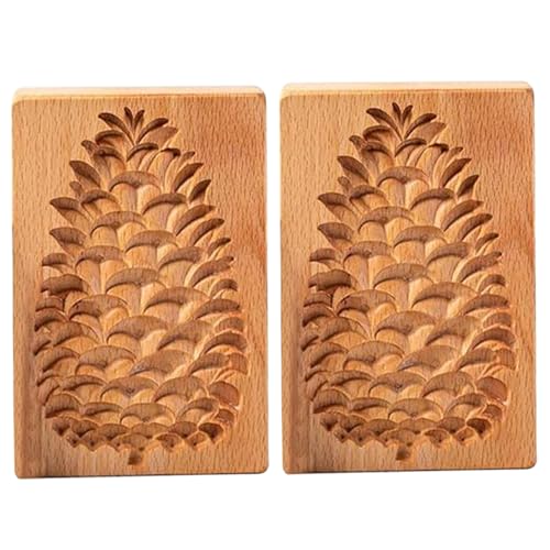 Tannenzapfen Keksform 2 Stück Keksstempel 13 x 8,1 cm 3D Keksformen aus Holz DIY Keksstempel leicht zu lösende Antihaft Keksform für Weihnachten Zuhause von Wedhapy