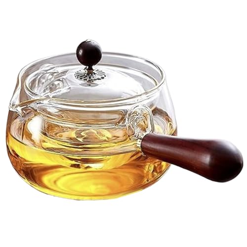 Teekanne mit Sieb 580 ml/19 6 oz Borosilikatglas Teekanne mit 360° drehbarem Teebereiter Blooming & Loose Leaf japanischer Teekessel mit Holzgriff Teesieb Kanne japanischer Teekessel Glas von Wedhapy