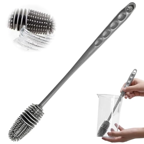 Wasserflaschen Reinigungsbürste, 11" flexible 360° Silikon Flaschenbürste mit langem Griff, kratzfeste, spülmaschinenfeste Flaschenbürste für kleine Behälter mit schmalem Hals, Wasserflaschen Re von Wedhapy