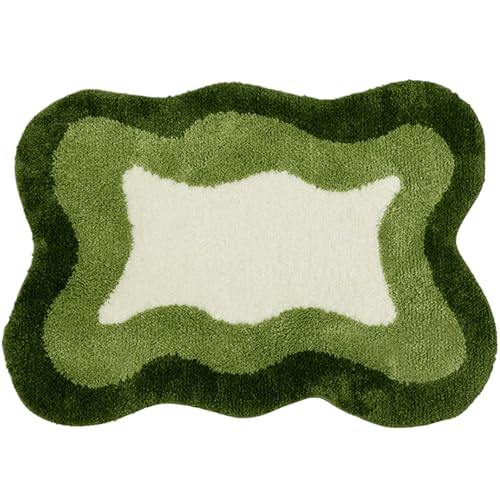 Wedhapy Badezimmer Teppichbad Teppiche Küchenteppiche 16x24inch Ästhetische Badmatte Weiche saugfähige flockende Küchenteppiche Nicht-Schlupf-Wolkenform grüner Schlafzimmer Teppich Wedhapy Badezimmer Teppichbad Teppiche Küchenteppiche 16x24inch Ästhetische Badmatte Weiche saugfähige flockende Küchenteppiche Nicht-Schlupf-Wolkenform grüner Schlafzimmer Teppich von Wedhapy