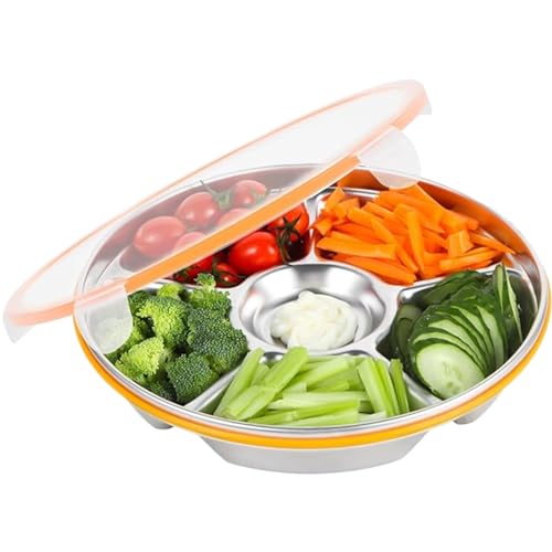Wedhapy Divide Serving Tablett mit Deckel 6 Fächer Snack Tablett luftdicht versiegelte Gemüseschale Edelstahl -Snack -Box -Behälter für Partyplatten Vorspeisen Desserts Snacks Snacks mit Deckel Wedhapy Divide Serving Tablett mit Deckel 6 Fächer Snack Tablett luftdicht versiegelte Gemüseschale Edelstahl -Snack -Box -Behälter für Partyplatten Vorspeisen Desserts Snacks Snacks mit Deckel von Wedhapy