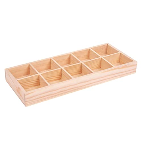 Wedhapy Holz Organizer Box mit Trennwänden rustikale Fächer unterteilte Holzboxen Sukkulenten Blumentopf Schreibtisch Aufbewahrungsbox Balkon Organizer 10 Fächer von Wedhapy