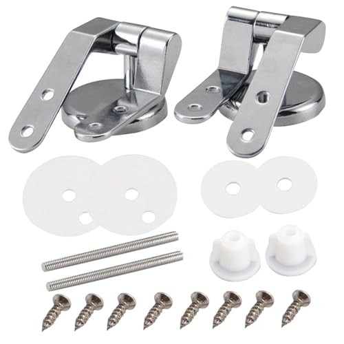 Wedhapy Toilettensitzscharniere mit Absenkautomatik und Schraube Toilettensitzbeschläge aus Zinklegierung stumme stoßfeste verstellbare Toilettensitzscharniere Ersatz für Badezimmersitzscharniere von Wedhapy