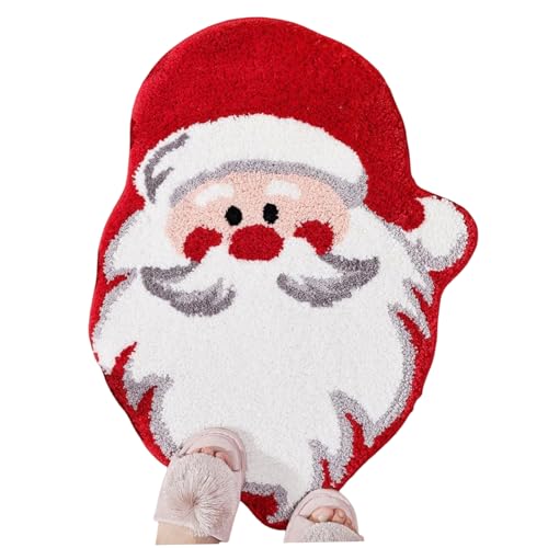 Wedhapy Weihnachtsteppich 45,7 x 61 cm Weihnachtsmann-Küchenteppich wasserabsorbierende weiche Weihnachts-Fußmatte rutschfeste waschbare Badebodenmatte für die Badewanne zu Hause von Wedhapy