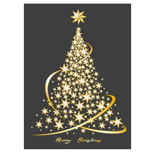 Weihnachtsdekorationen, Weihnachts-Fensteraufkleber, goldene PVC-Weihnachtsbaum-Fensteraufkleber, 79,7 x 55,9 cm, wiederverwendbar, statische Diy-Wandbilder für Zuhause, Schaufenster, Glas von Wedhapy
