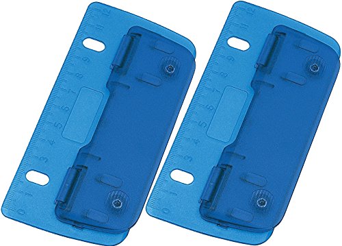 Wedo® Taschenlocher/mobiler 2fach-Locher aus Kunststoff mit 12-cm-Skala (2 Locher, blau) von WEDO