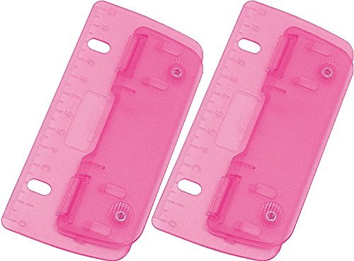 Wedo® Taschenlocher/mobiler 2fach-Locher aus Kunststoff mit 12-cm-Skala (2 Locher, pink) von WEDO