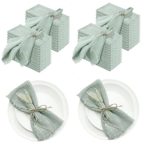 50 PCs Stoffservietten, Salbei grüne Servietten Stoff, Salbei grüne weiche, komfortable Baumwolldinner -Servietten 12x12 in rustikaler waschbarer wiederverwendbares hellgrünes Tisch Dinner Servietten von Weduspaty