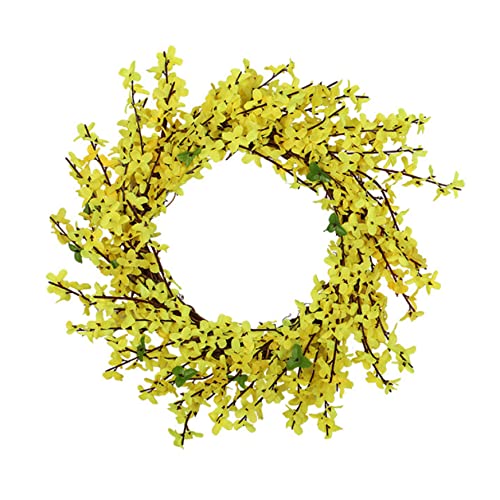 Frühlingskränze für Haustür, 45 cm künstliche Forsythien -Türkranz, gelber Kranz mit grünen Blättern, künstliche Forsythien -Blütenkranz, Denende Frühlingssommerkranz, Blumenkranz für Zuhause von Weduspaty