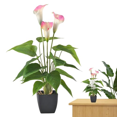 Künstliche Pflanzen Blumen, Calla Lilies künstliche Blüten Topf, echte Berührung falscher Calla Lily -Pflanze, künstliche Calla -Lilie im Topf, künstliche Topfpflanze, künstliche Calla -Lilieblumen von Weduspaty