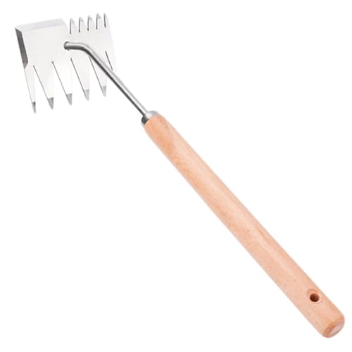 Unkraut -Puller, 4 Zähne Unkraut -Werkzeug Dual Purpose Unkrautentferner mit Holzgriff haltbarer Entwurzel -Unkraut -Werkzeug zum Gartenbetriebsanpflanzung, Jäten -Werkzeug von Weduspaty