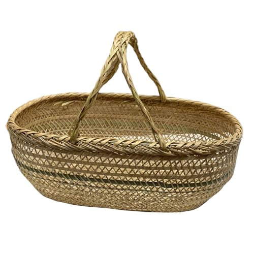 Weduspaty Bambuskorb natürliche Großkapazität Erntekorb Pastoral gewebter Korb tragbarer Korb mit Griff für Picknickgartengeschenke, Bambuskorb Weduspaty Bambuskorb natürliche Großkapazität Erntekorb Pastoral gewebter Korb tragbarer Korb mit Griff für Picknickgartengeschenke, Bambuskorb von Weduspaty