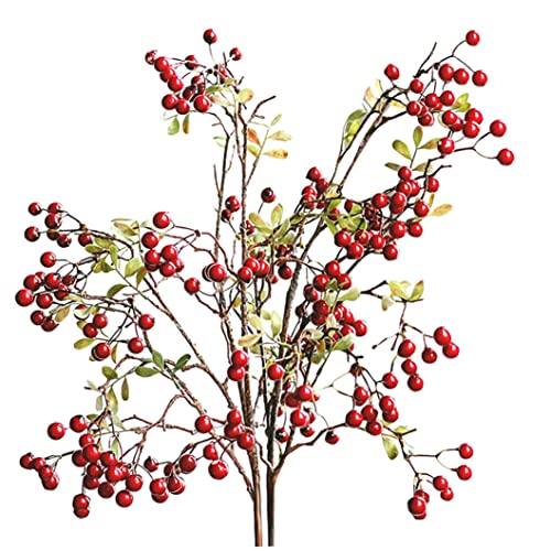 Weduspaty Künstliche Beeren, 2pcs künstliche Beerenblätter Zweige, künstliche rote Beeren Stängel, Weihnachtsbeeren -Picks, Künstlernpinne, falsche Stechpalme Berry Zweige von Weduspaty