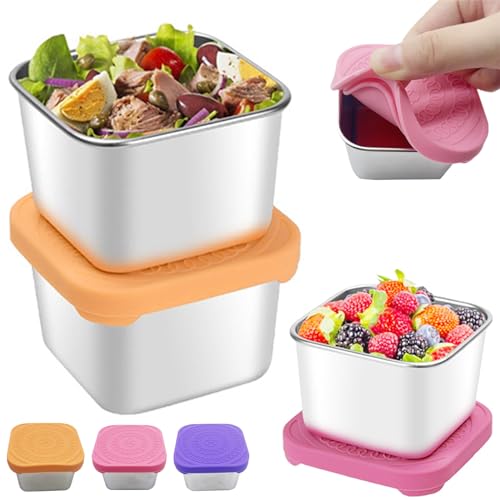 Snack Boxsnack Box, 3pcs Edelstahl -Lebensmittelbehälter mit Deckel, Leckdosen -Übernacht -Haferbehälter, wiederverwendbare Salat -Dressing -Töpfe für die Schule, Pinik, Büro, Reise Snack Boxsnack Box, 3pcs Edelstahl -Lebensmittelbehälter mit Deckel, Leckdosen -Übernacht -Haferbehälter, wiederverwendbare Salat -Dressing -Töpfe für die Schule, Pinik, Büro, Reise von Weduspaty