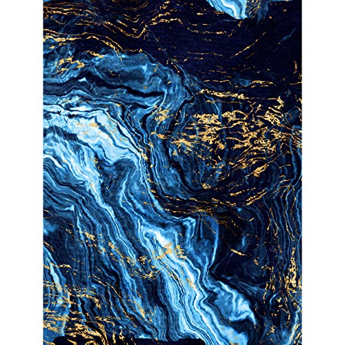 Abstract Dark Blue Gold Pour Large Wall Art Print Canvas Premium Poster Abstrakt Blau Wand von Wee Blue Coo