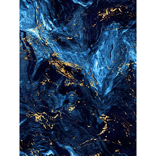 Abstract Dark Blue Gold Swirl Large Wall Art Print Canvas Premium Poster Abstrakt Blau Wand von Wee Blue Coo