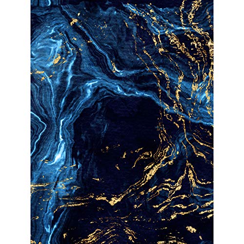 Abstract Dark Blue Gold Water Large Art Print Poster Wall Decor Abstrakt Blau Wasser Große Kunst Wand Deko von Wee Blue Coo