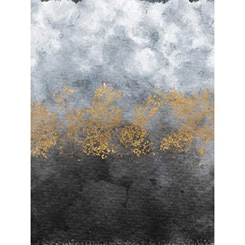 Wee Blue Coo LTD Abstract Grey Gold Watercolour Large Wall Art Print Canvas Premium Poster Abstrakt Aquarell Wand von Wee Blue Coo