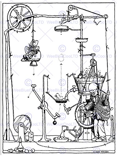 Wee Blue Coo LTD BRANESTAWM Potato Peeling Machine Heath Robinson Art Print Poster Kunstdruck von Wee Blue Coo