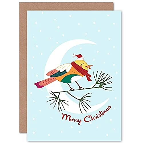 Wee Blue Coo Cute Robin Moon Christmas Card Süß Mond Christus von Wee Blue Coo