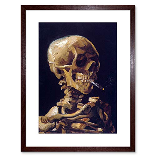 Wee Blue Coo Vincent Van Gogh Skull With A Burning Cigarette Framed Wall Art Print von Wee Blue Coo
