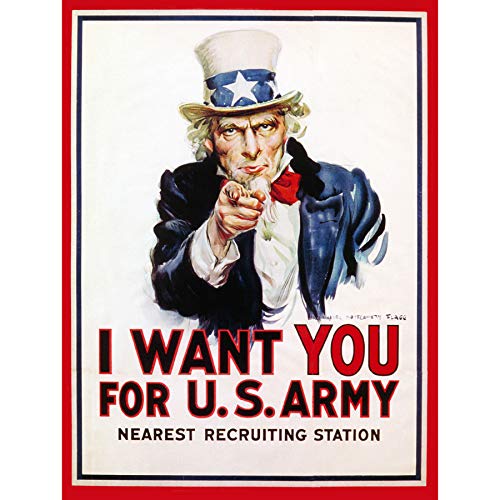 Bumblebeaver WAR Propaganda Uncle SAM I Want You Iconic USA Vintage Poster Art Print Krieg Onkel Vereinigte Staaten von Amerika Jahrgang Kunstdruck von Wee Blue Coo