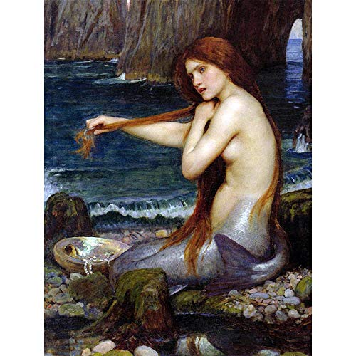 Wee Blue Coo John William Waterhouse Mermaid Old Master Painting Art Print Poster Wall Decor Kunstdruck Poster Wand-Dekor-12X16 Zoll von Wee Blue Coo
