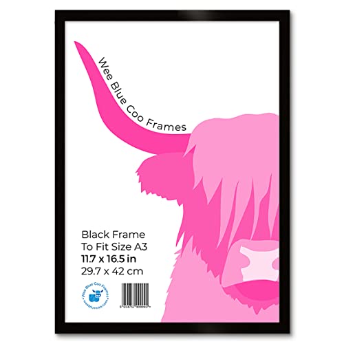 Wee Blue Coo A3 Black Wooden Picture Frame 11.7 x 16.5 Inch (29.7 x 42cm) Acrylic Safety 'Glass' Photo Frame von Wee Blue Coo