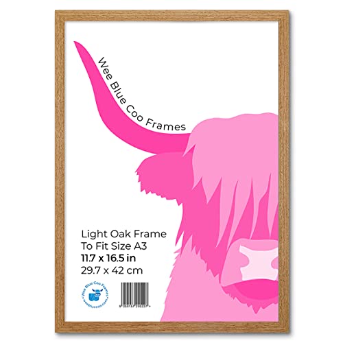 A3 Light Oak Wooden Picture Frame 11.7 x 16.5 Inch (29.7 x 42cm) Acrylic Safety 'Glass' Photo Frame von Wee Blue Coo