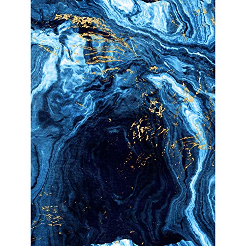 Abstract Dark Blue Gold Flow Large Wall Art Print Canvas Premium Poster Abstrakt Blau Wand von Wee Blue Coo