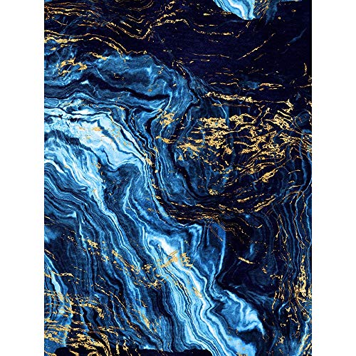 Abstract Dark Blue Gold Pour Unframed Wall Art Print Poster Home Decor Premium von Wee Blue Coo