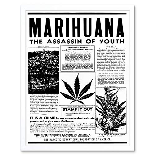 Wee Blue Coo Advertising Drug Awareness Warning Marijuana Weed Cannabis Panic USA Art Print Framed Poster Wall Decor Kunstdruck Poster Wand-Dekor-12X16 Zoll von Wee Blue Coo