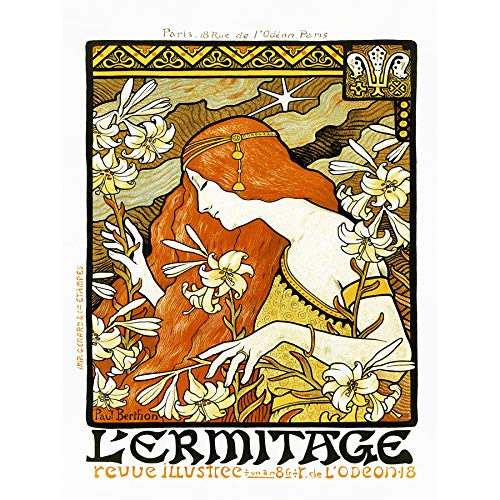 Berthon L'Ermitage Paris Art Nouveau Unframed Art Print Poster Wall Decor 12x16 inch Jugendstil Wand Deko von Wee Blue Coo