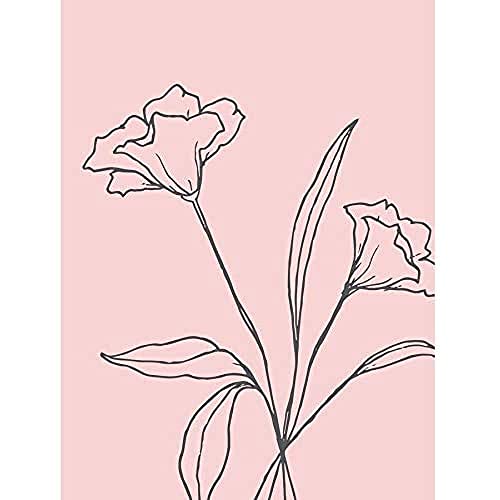 Blush Pink Plant Flower Grey Art Print Canvas Premium Wall Decor Poster Mural Rosa Pflanze Blume Wand Deko von Wee Blue Coo