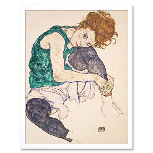 Wee Blue Coo Egon Schiele Seated Woman Legs Drawn Up Adele Herms Painting Art Print Framed Poster Wall Decor Kunstdruck Poster Wand-Dekor-12X16 Zoll von Wee Blue Coo