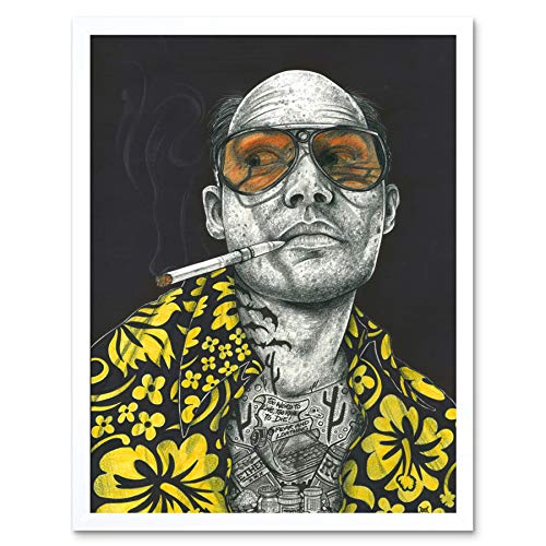 Fear & Loathing Hunter Tattoo Inked Ikons Wayne Maguire Art Print Framed Wall Decor 9X7 inch Wand Deko von Wee Blue Coo