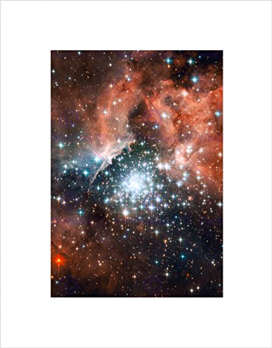 HUBBLE SPACE TELESCOPE STAR CLUSTER BURSTS INTO LIFE FRAMED ART PRINT B12X2422 von Wee Blue Coo