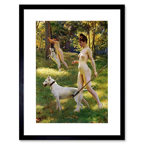 Julius Leblanc Stewart Nymphs Hunting 1898 Old Master Framed Art Print B12X925 von Wee Blue Coo