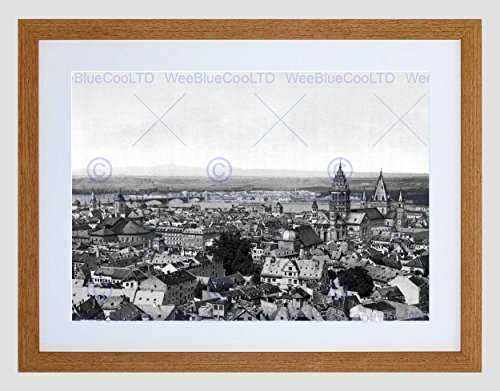 MAINZ RHINELAND GERMANY 1895 VINTAGE HISTORY OLD BW FRAMED ART PRINT B12X2638 von Wee Blue Coo