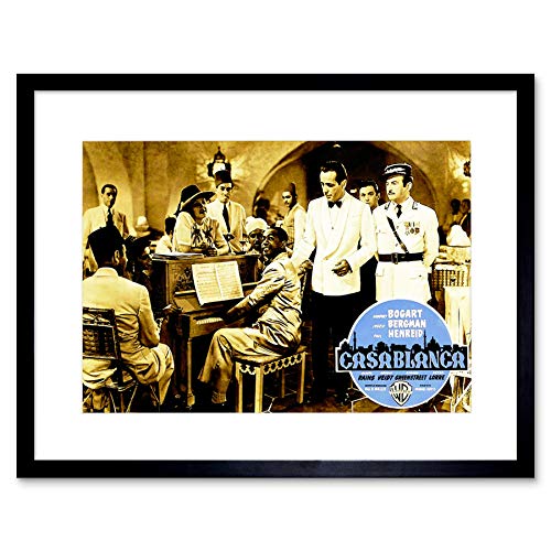 MOVIE FILM CASABLANCA CLASSIC WARTIME DRAMA BOGART FRAMED ART PRINT B12X10778 von Wee Blue Coo