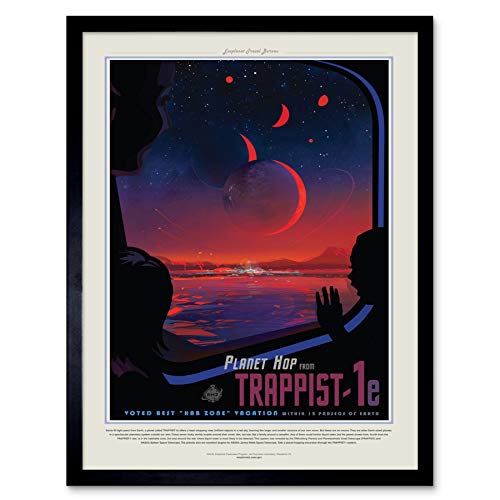 NASA Space Travel Advert Trappist 1E Art Print Framed Poster Wall Decor 12x16 inch Platz Reise Werbung Wand Deko von Wee Blue Coo