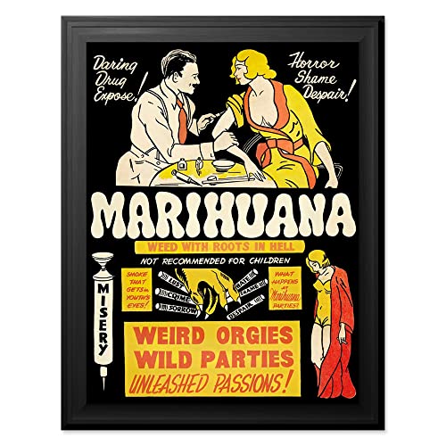 Propaganda Political Drug Abuse Marijuana Weed Weird Art Print Premium Framed Poster Wall Decor 12X16 Inch Spoon Moulding von Wee Blue Coo