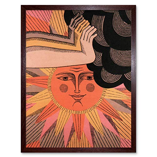 Sun Hands Cloud World Peace Art Print Framed Poster Wall Decor 12x16 inch Wolke Welt Frieden Wand Deko von Wee Blue Coo