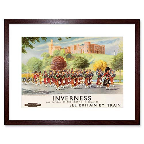 TRAVEL INVERNESS BRITISH RAILWAYS SCOTLAND HIGHLANDER FRAMED ART PRINT B12X7849 von Wee Blue Coo