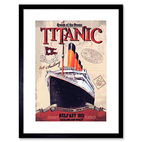 TRAVEL TRANSPORT TITANIC LINER DISASTER QUEEN OCEAN FRAMED ART PRINT B12X10339 von Wee Blue Coo