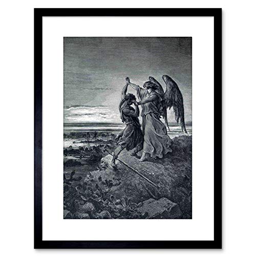 The Art Stop PAINTING DORE JACOB WRESTLING WITH ANGEL FRAMED PRINT F97X3568 von Wee Blue Coo